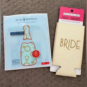 'Bride' Bundle! Can Cover koozie & Mini Prosecco Bottle Engagement Ring Wraps